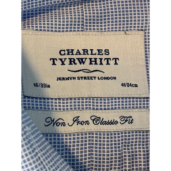 Charles Tyrwhitt Lot of 3 Men Size 16/33in Blue Plaid Non Iron Classic Fit Shirt - Picture 5 of 15